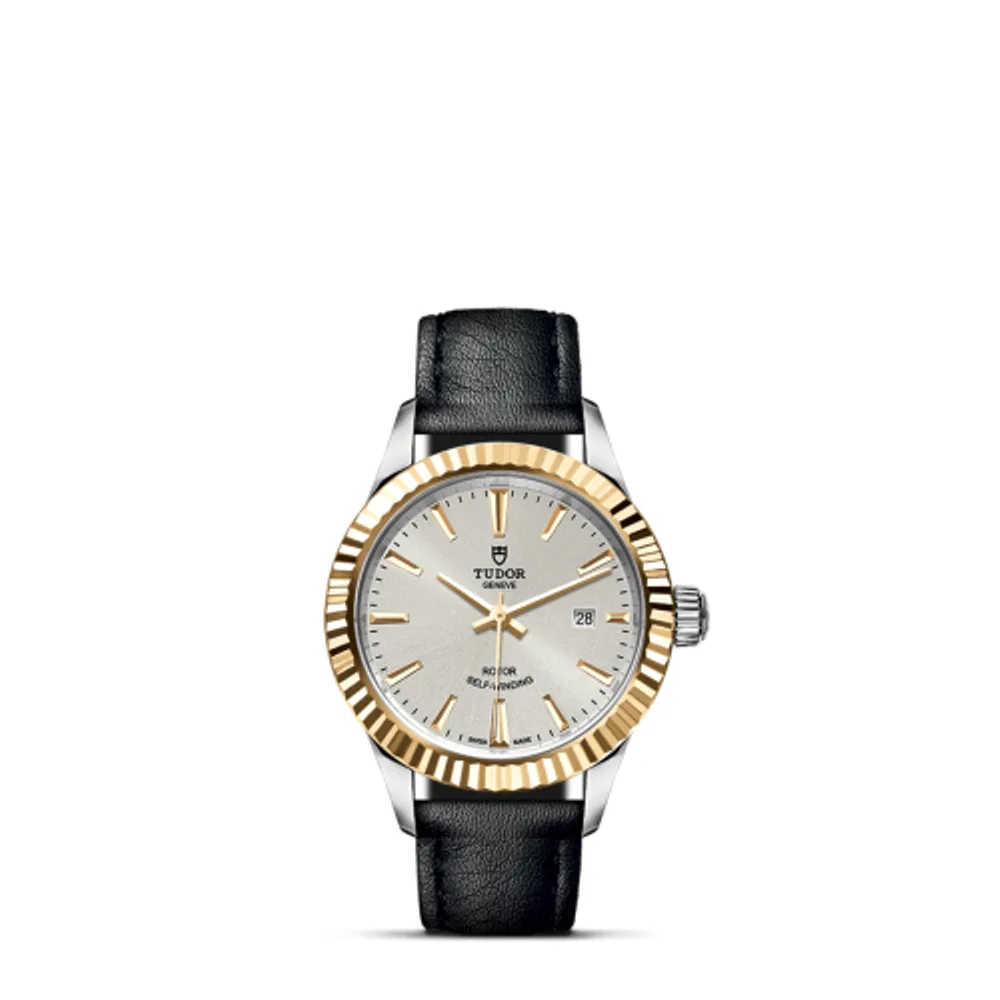 Tudor Style 28 Stainless Steel / Yellow Gold / Fluted / Silver / Strap