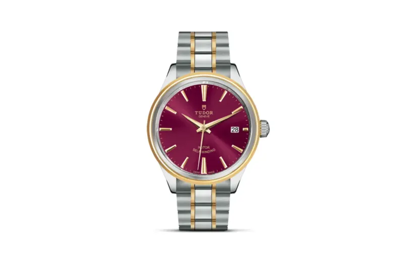 Tudor Style 38 Stainless Steel / Yellow Gold / Burgundy / Bracelet