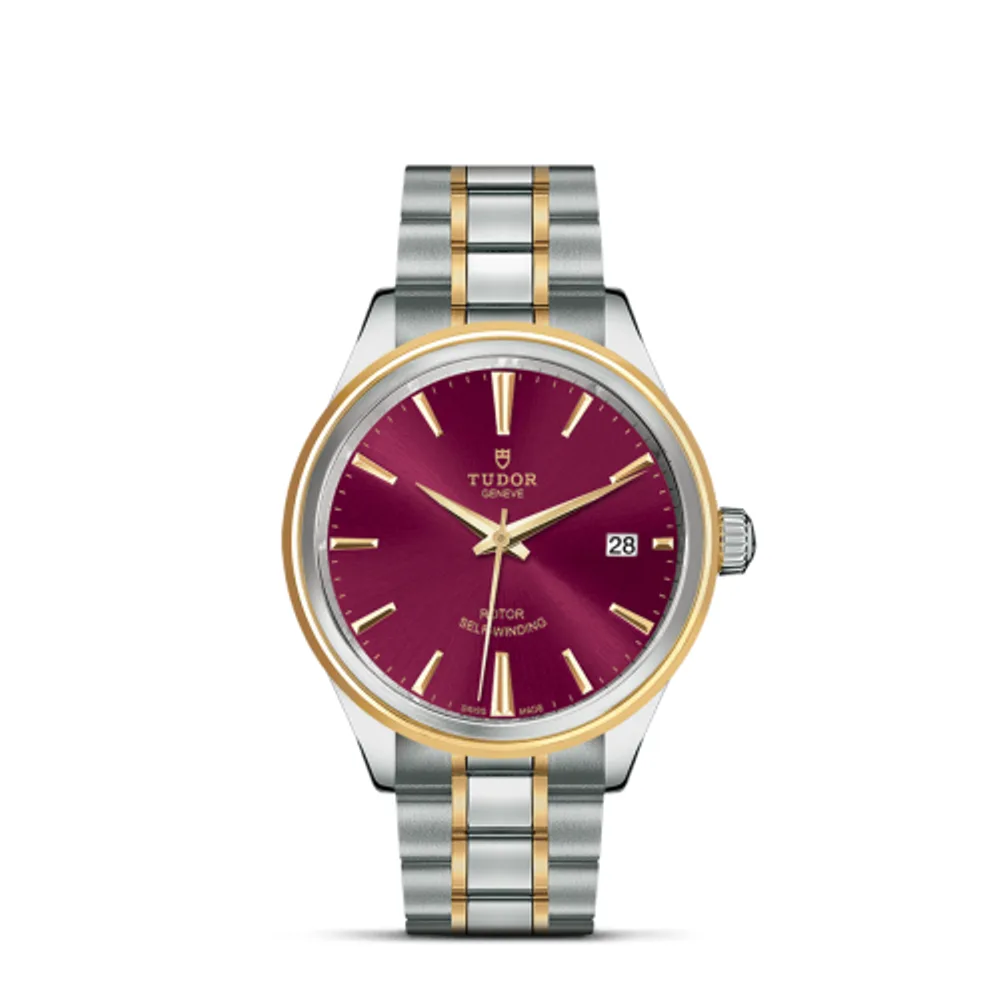 Tudor Style 38 Stainless Steel / Yellow Gold / Burgundy / Bracelet