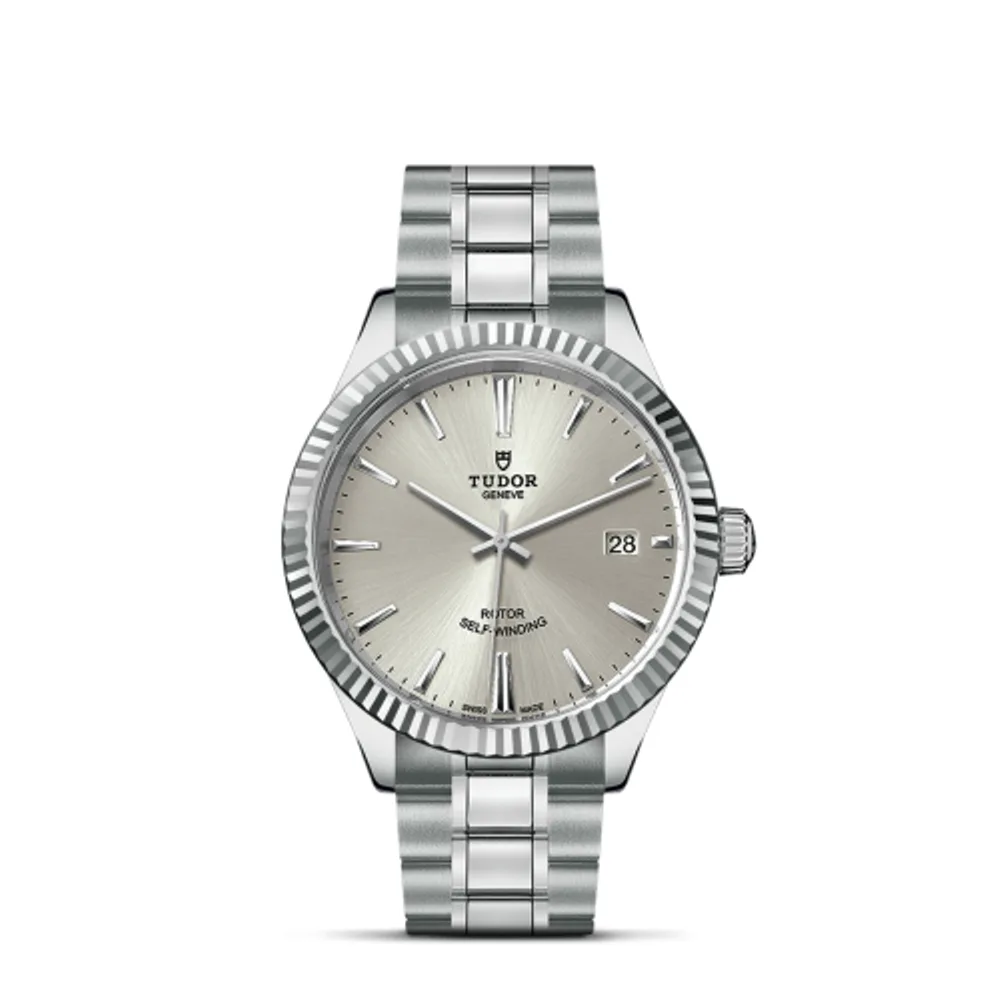 Tudor Style 38 Stainless Steel / Fluted / Silver / Bracelet