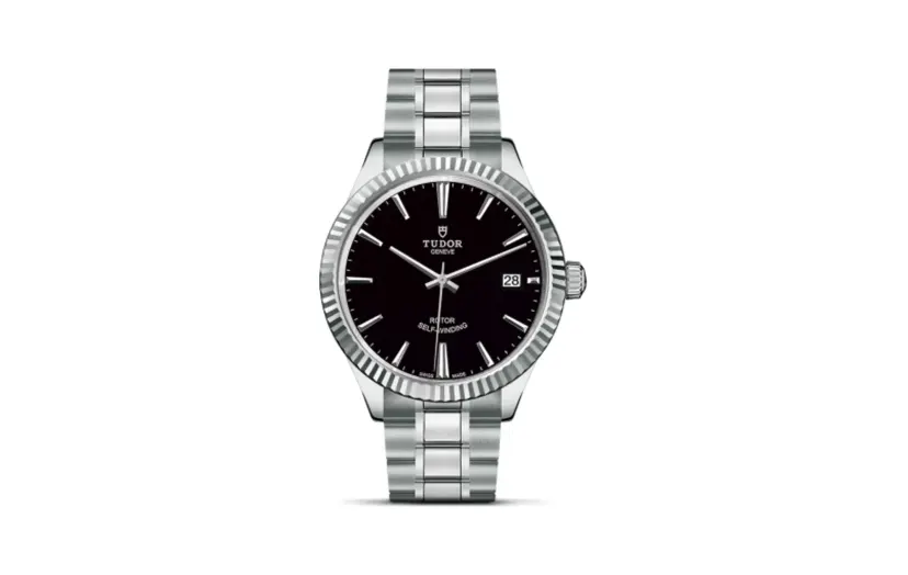 Tudor Style 38 Stainless Steel / Fluted / Black / Bracelet