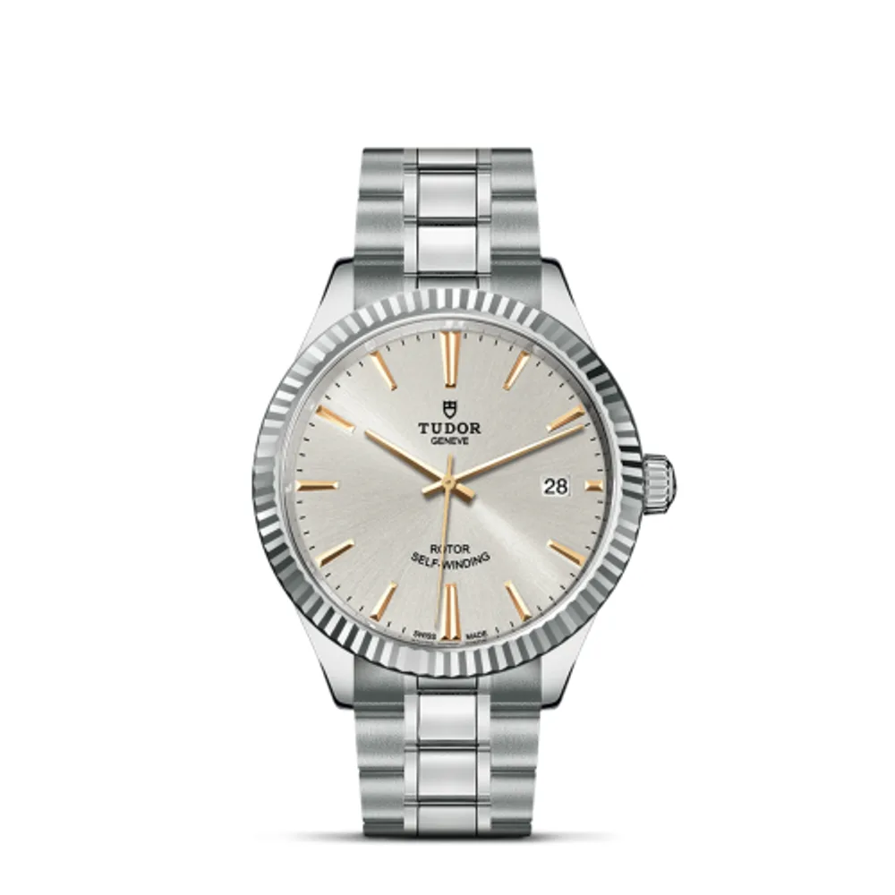 Tudor Style 38 Stainless Steel / Fluted / Silver / Bracelet