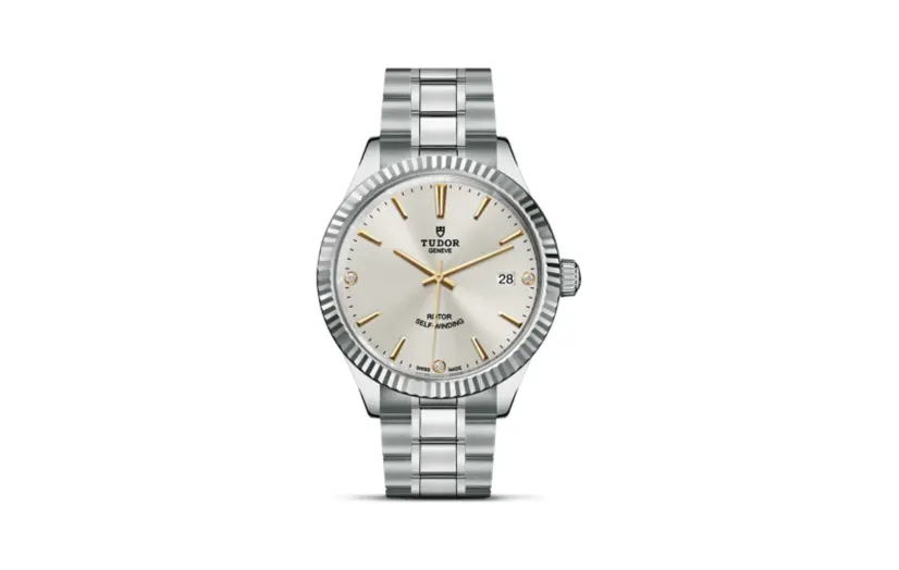 Tudor Style 38 Stainless Steel / Fluted / Silver-Diamond / Bracelet