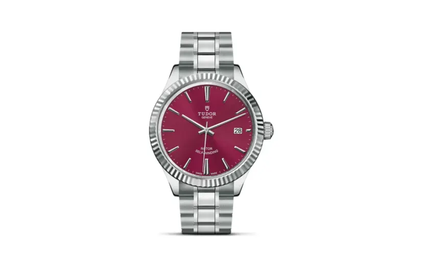 Tudor Style 38 Stainless Steel / Fluted / Burgundy / Bracelet