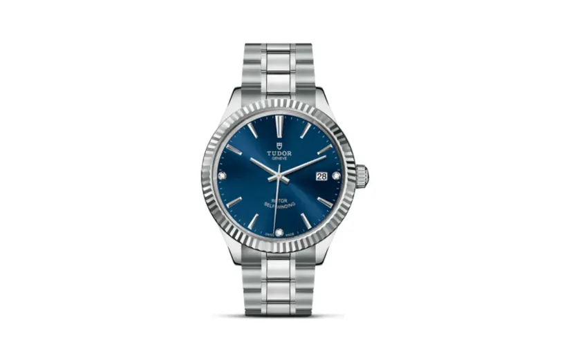 Tudor Style 38 Stainless Steel / Fluted / Blue-Diamond / Bracelet