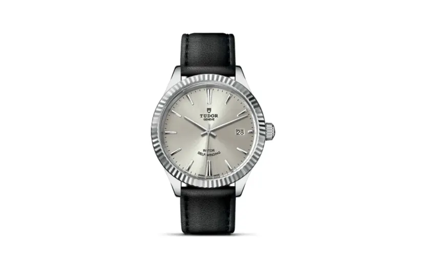 Tudor Style 38 Stainless Steel / Fluted / Silver / Strap