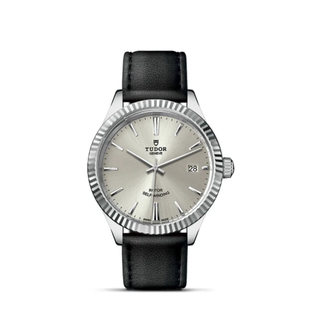Tudor Style 38 Stainless Steel / Fluted / Silver / Strap