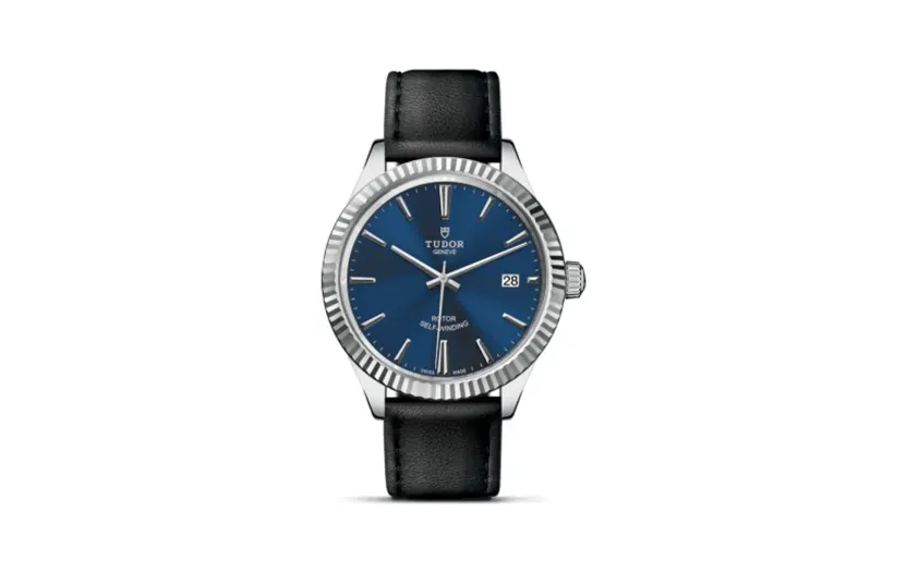 Tudor Style 38 Stainless Steel / Fluted / Blue / Strap