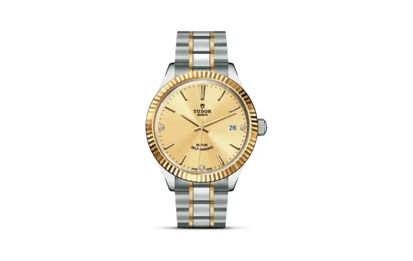 Tudor Style 38 Stainless Steel / Yellow Gold / Fluted / Champagne-Diamond / Bracelet
