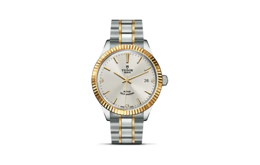 Tudor Style 38 Stainless Steel / Yellow Gold / Fluted / Silver-Diamond / Bracelet
