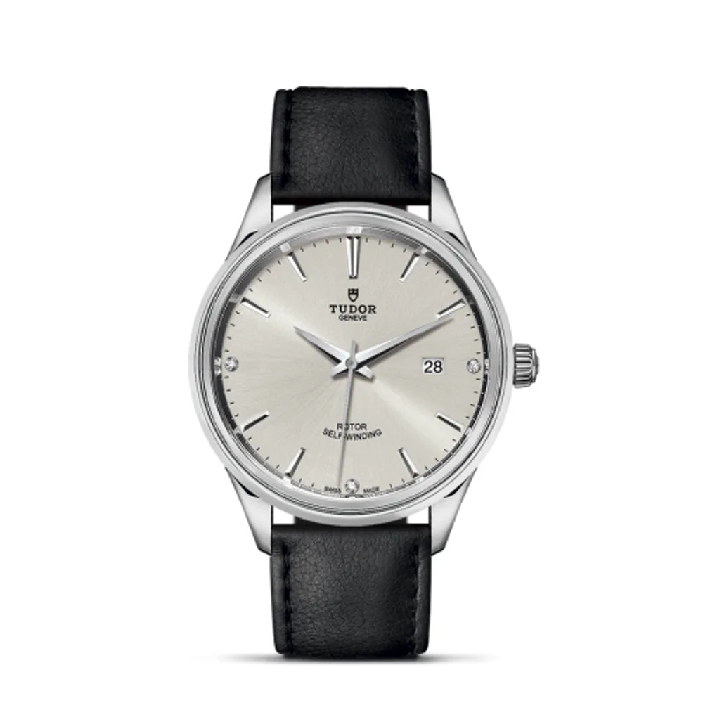 Tudor Style 41 Stainless Steel / Silver-Diamond / Strap