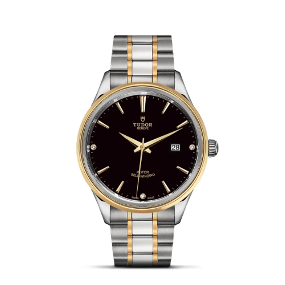 Tudor Style 41 Stainless Steel / Yellow Gold / Black-Diamond / Bracelet
