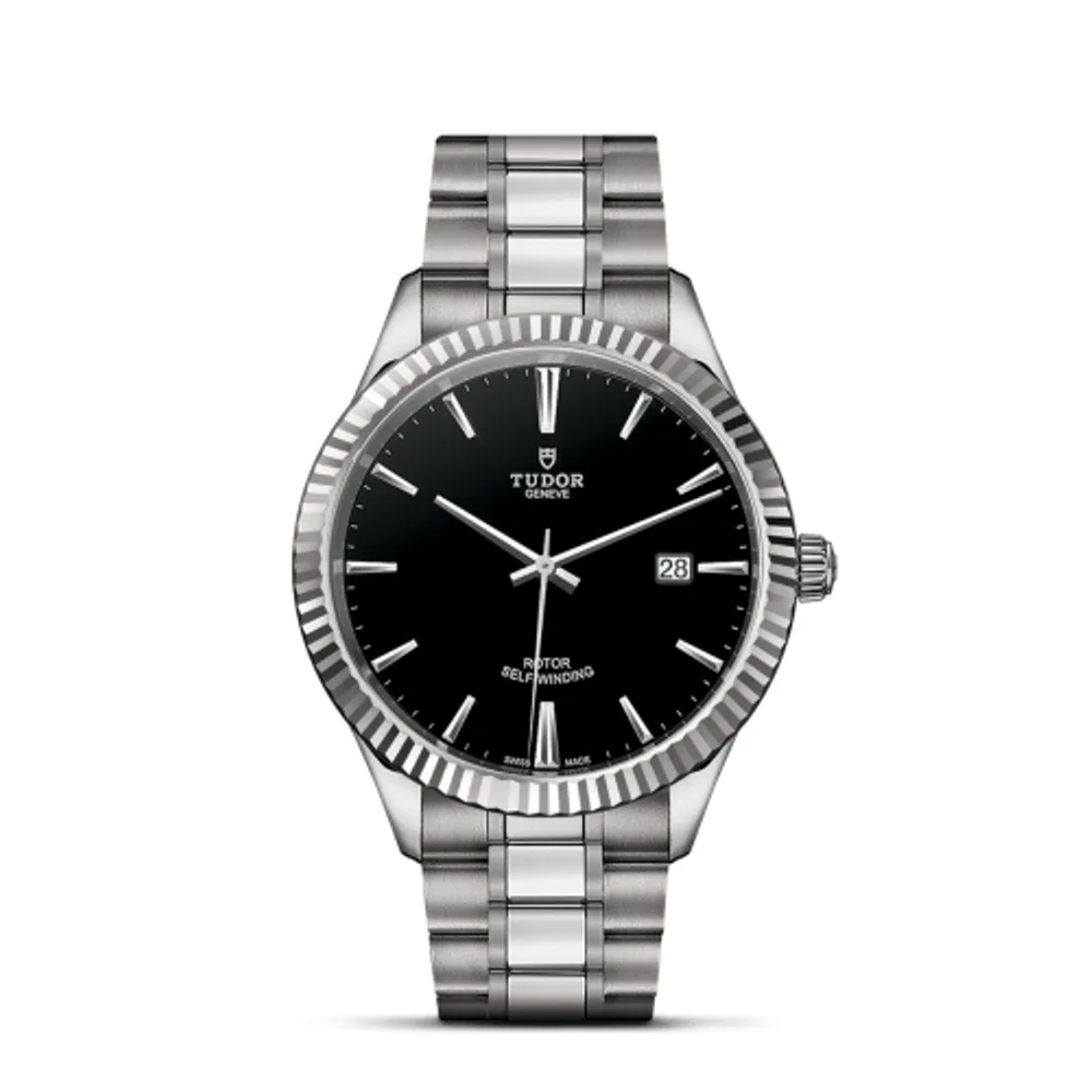 Tudor Style 41 Stainless Steel / Fluted / Black / Bracelet
