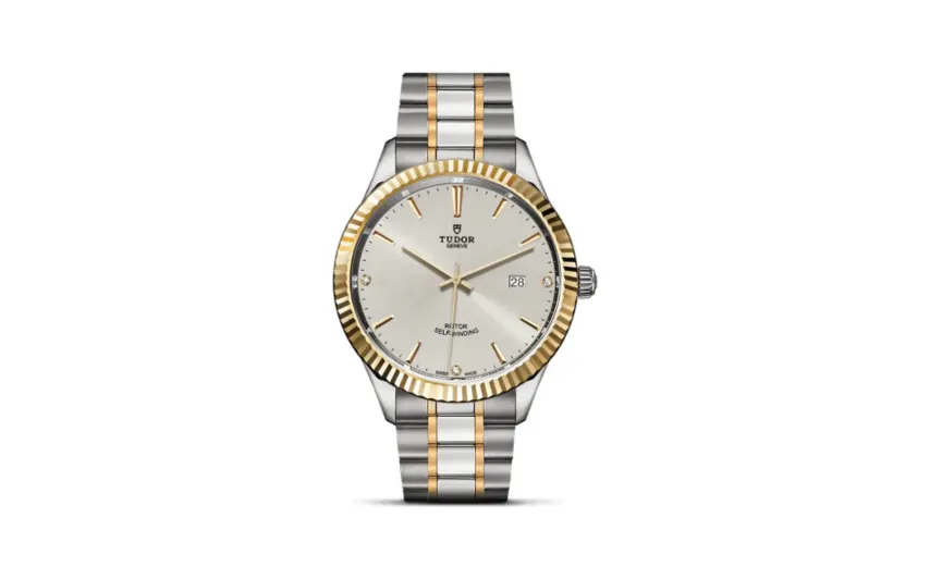 Tudor Style 41 Stainless Steel / Yellow Gold / Fluted / Silver-Diamond / Bracelet