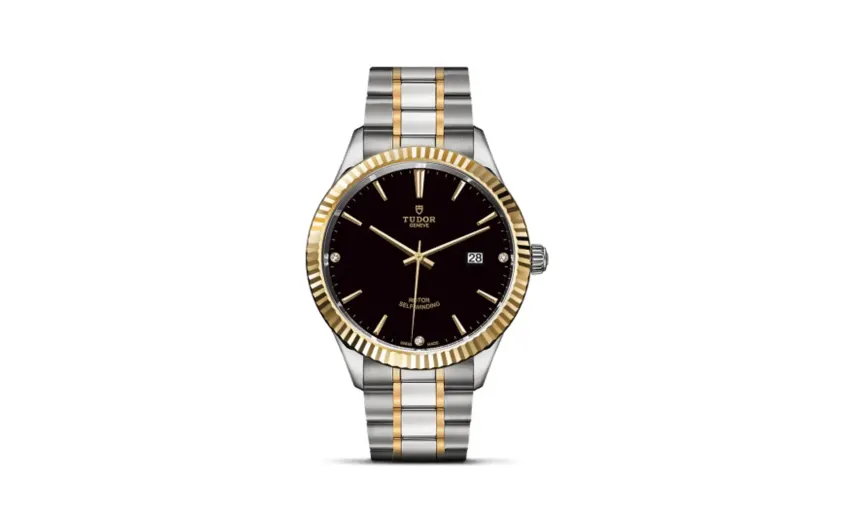 Tudor Style 41 Stainless Steel / Yellow Gold / Fluted / Black-Diamond / Bracelet