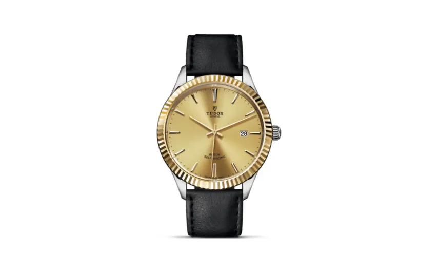 Tudor Style 41 Stainless Steel / Yellow Gold / Fluted / Champagne / Strap