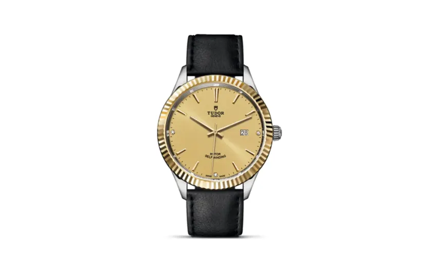 Tudor Style 41 Stainless Steel / Yellow Gold / Fluted / Champagne-Diamond / Strap