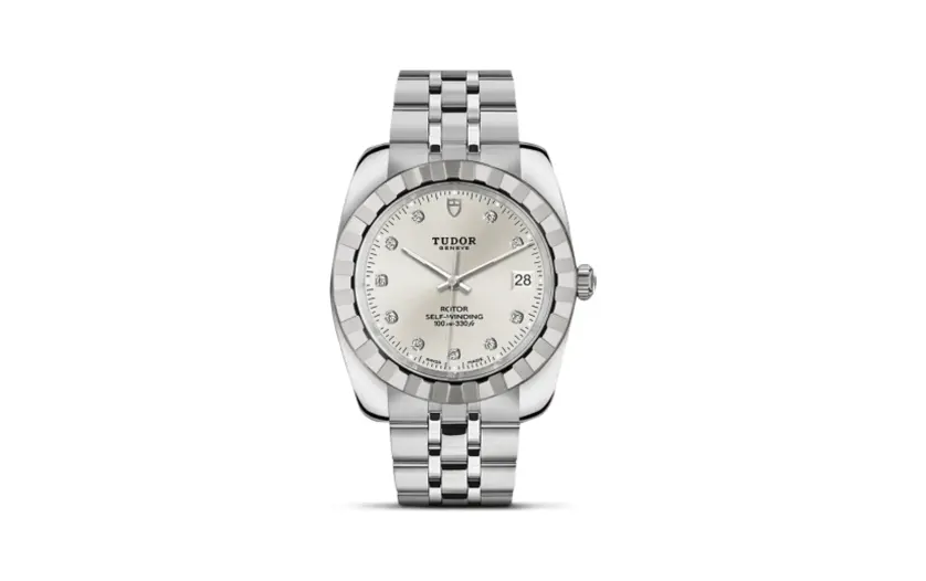 Tudor Classic 38 Stainless Steel / Fluted / Silver-Diamond / Bracelet
