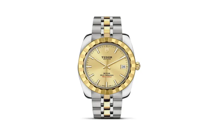 Tudor Classic 38 Stainless Steel / Yellow Gold / Fluted / Champagne / Bracelet