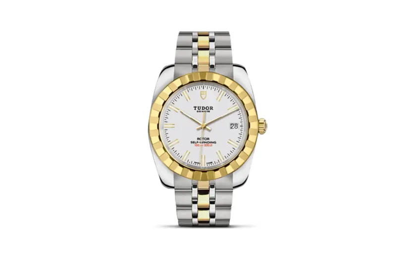Tudor Classic 38 Stainless Steel / Yellow Gold / Fluted / White / Bracelet