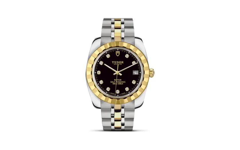 Tudor Classic 38 Stainless Steel / Yellow Gold / Fluted / Black-Diamond / Bracelet