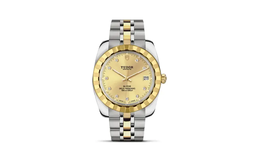 Tudor Classic 38 Stainless Steel / Yellow Gold / Fluted / Champagne-Diamond / Bracelet
