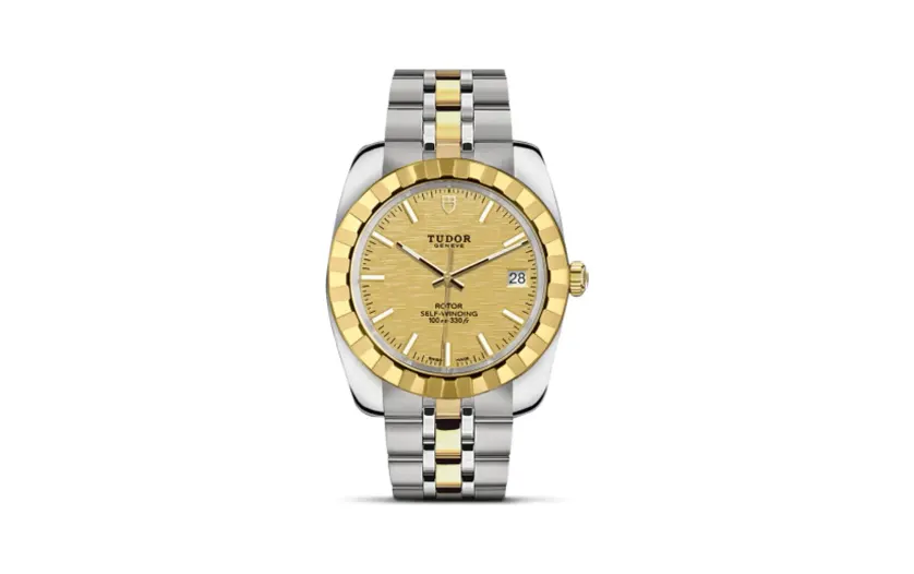 Tudor Classic 38 Stainless Steel / Yellow Gold / Fluted / Champagne / Bracelet
