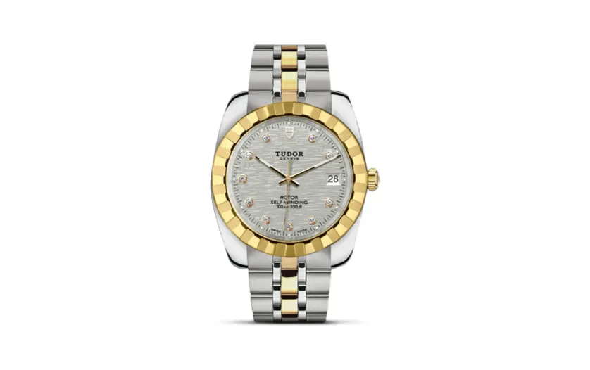 Tudor Classic 38 Stainless Steel / Yellow Gold / Fluted / Silver-Diamond / Bracelet