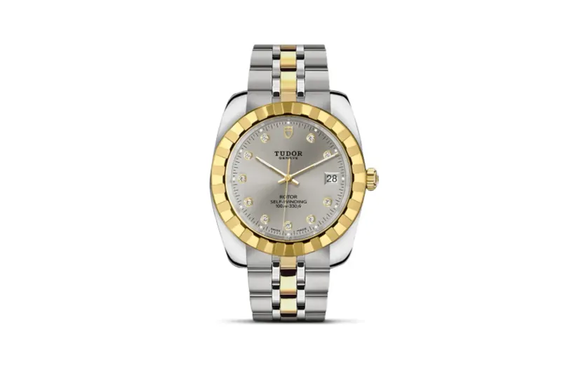 Tudor Classic 38 Stainless Steel / Yellow Gold / Fluted / Silver-Diamond / Bracelet