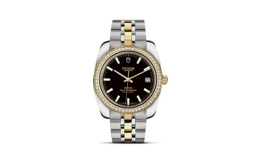Tudor Classic 38 Stainless Steel / Yellow Gold / Diamond / Black / Bracelet