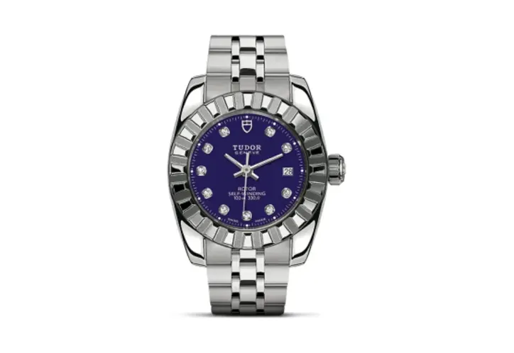 Tudor Classic 28 Stainless Steel / Fluted / Blue-Diamond / Bracelet