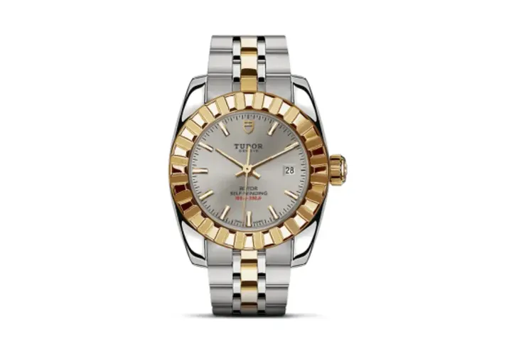 Tudor Classic 28 Stainless Steel / Yellow Gold / Fluted / Silver / Bracelet