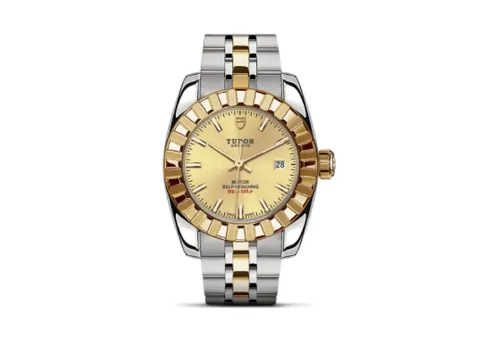 Tudor Classic 28 Stainless Steel / Yellow Gold / Fluted / Champagne / Bracelet