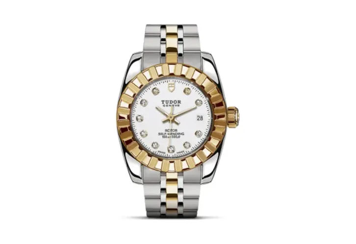 Tudor Classic 28 Stainless Steel / Yellow Gold / Fluted / White-Diamond / Bracelet