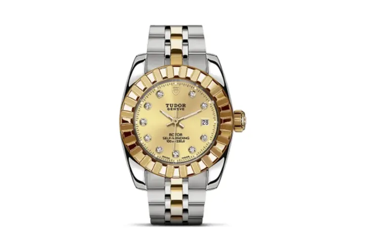 Tudor Classic 28 Stainless Steel / Yellow Gold / Fluted / Champagne-Diamond / Bracelet