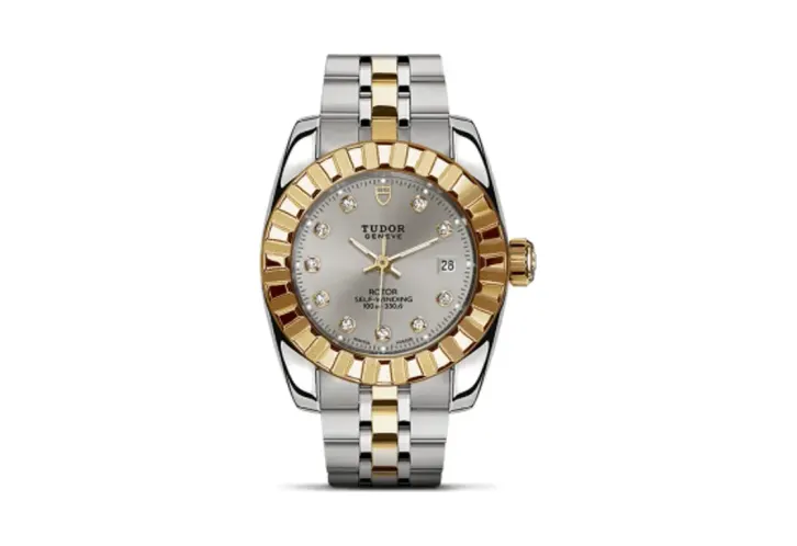 Tudor Classic 28 Stainless Steel / Yellow Gold / Fluted / Silver-Diamond / Bracelet