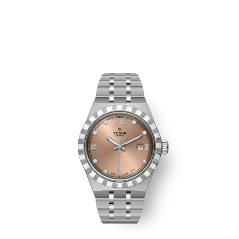 Tudor Royal Date 28 Stainless Steel / Salmon - Diamond
