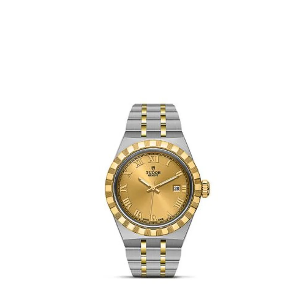 Tudor Royal Date 28 Stainless Steel / Yellow Gold / Champagne - Roman