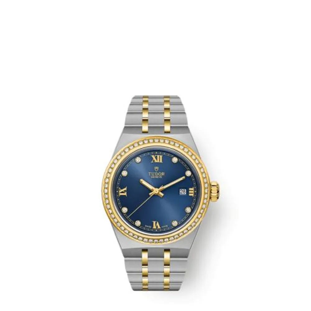 Tudor Royal Date 28 Stainless Steel - Yellow Gold - Diamond / Blue