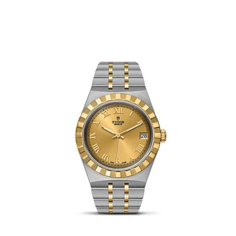 Tudor Royal Date 34 Stainless Steel / Yellow Gold / Champagne - Roman
