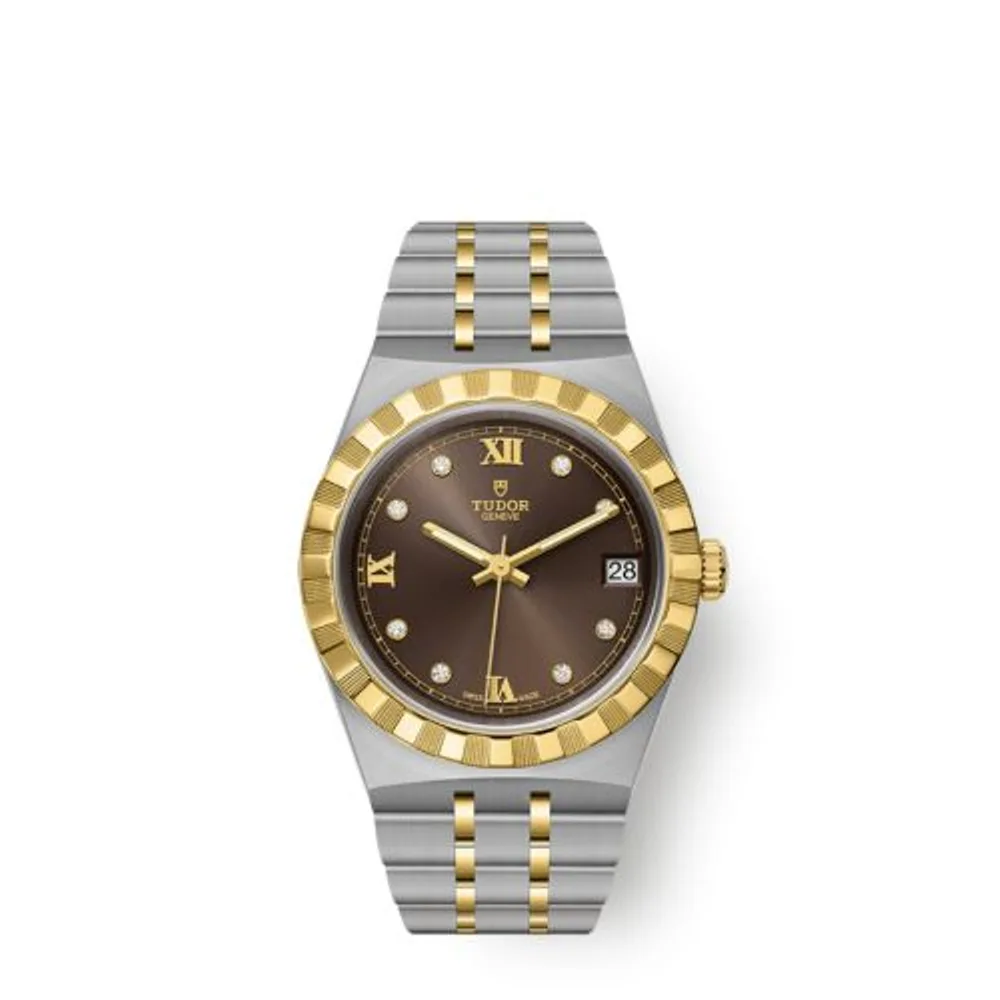 Tudor Royal Date 34 Stainless Steel / Yellow Gold / Chocolate - Diamond