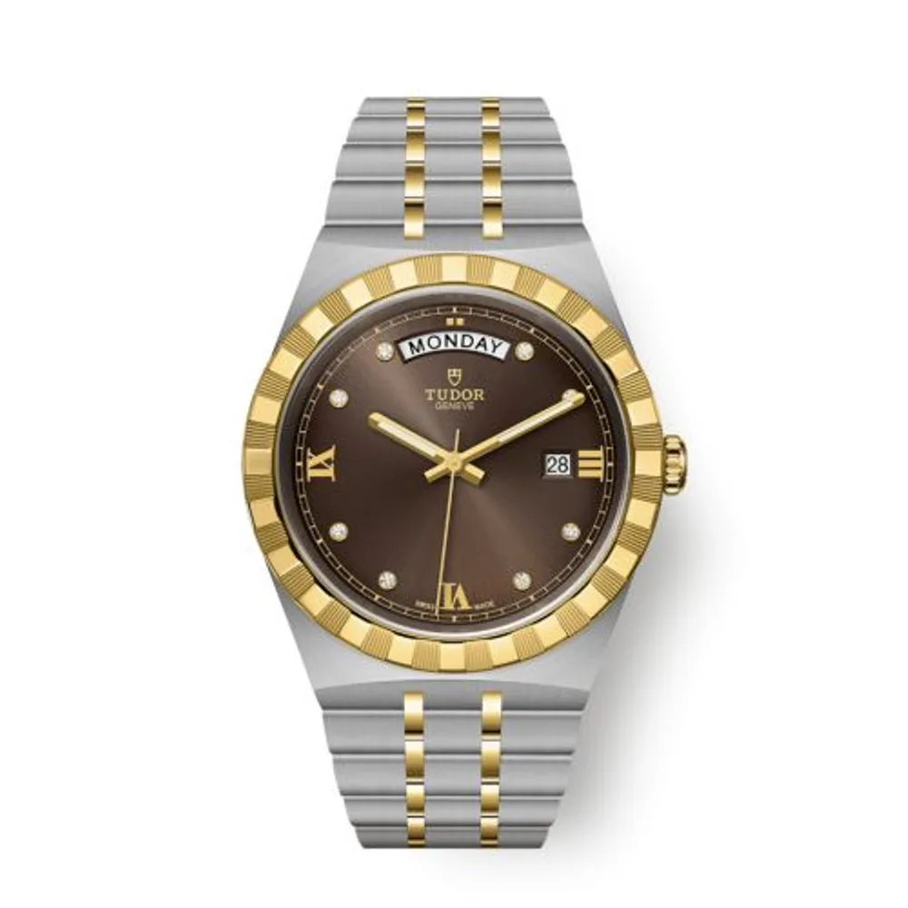 Tudor Royal Day-Date 41 Stainless Steel / Yellow Gold / Chocolate - Diamond
