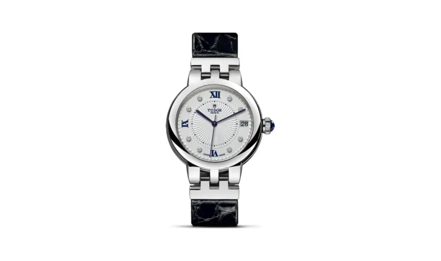 Tudor Clair de Rose 34 Stainless Steel / Silver-Diamond / Alligator