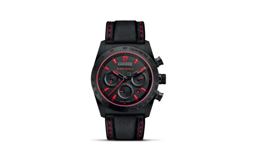Tudor Fastrider Black Shield Ceramic / Black-Red / Leather