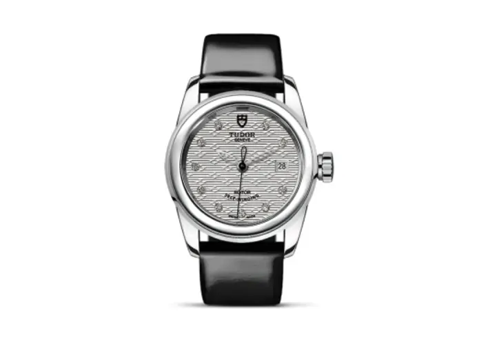 Tudor Glamour Date 26 Stainless Steel / Jacquard Silver-Diamond / Strap