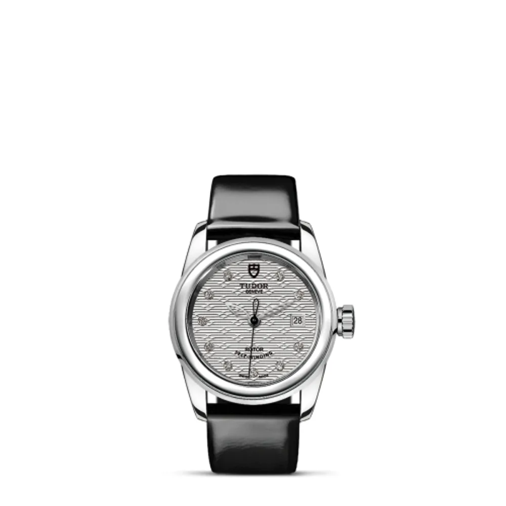 Tudor Glamour Date 26 Stainless Steel / Jacquard Silver-Diamond / Strap