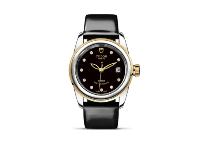 Tudor Glamour Date 26 Stainless Steel / Yellow Gold / Black-Diamond / Strap
