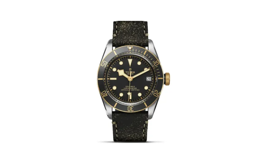 Tudor Heritage Black Bay Black S&G / Stainless Steel / Yellow Gold / Black / Strap