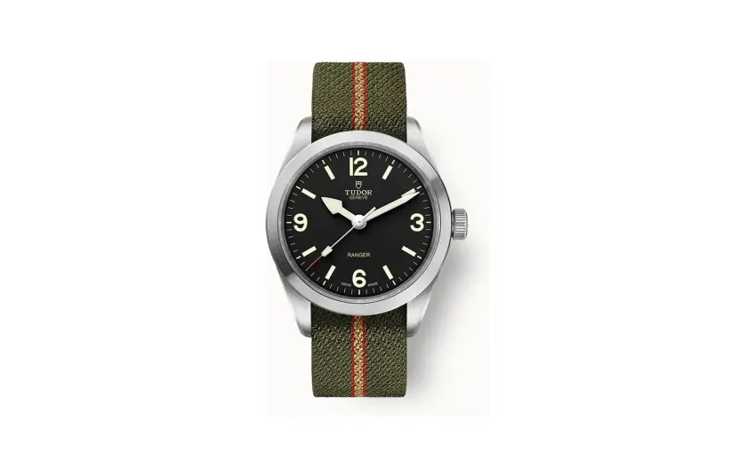 Tudor Ranger, 39mm steel case, Green, red and beige fabric strap